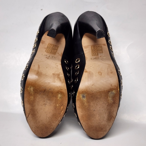 ALDO Womens shoes BLACK with GOLD RIVETING /STUDS 7 - Picture 5 of 12